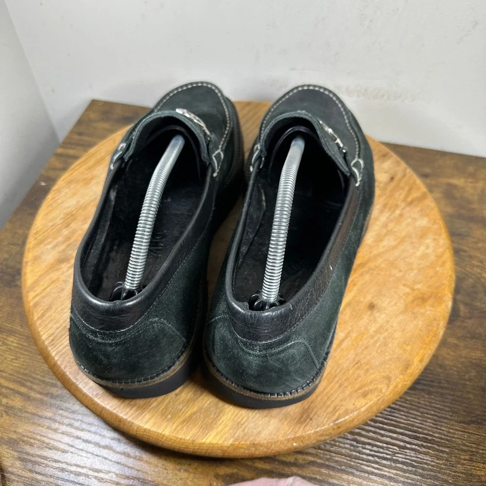 Salvatore Ferragamo Mens Black Suede Gancini Bit Lug Sole Loafers UR43731 11 EE